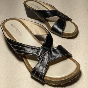 Black Wedge Sandal Patrizia Spring Step Eu 37 US 7 Slip on Slide Coastal Grandma